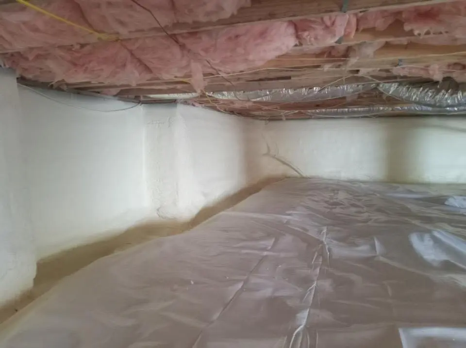 Crawl space encapsulation with closed-cell spray foam for Flat Roof Repair in Pelham